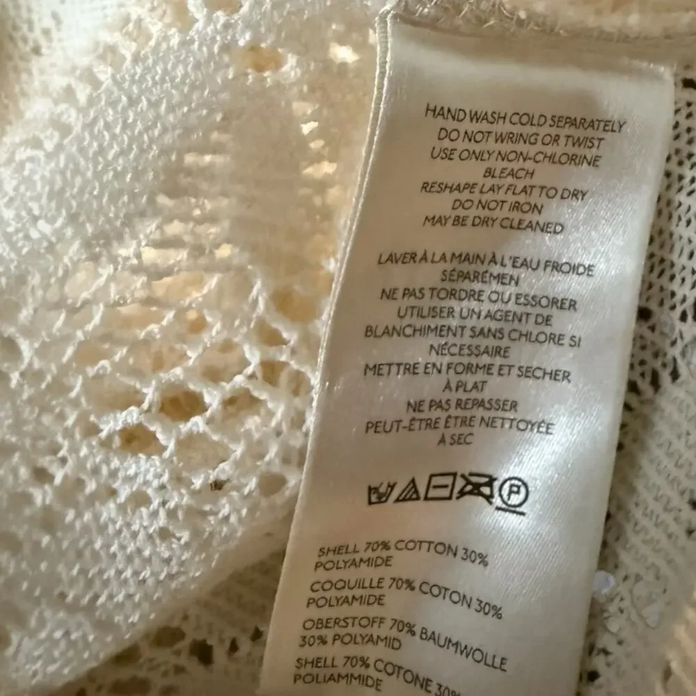 Free People Zoe Crochet Lace Long Sleeve Top, Cream, Boho, Size XS NWT - Picture 6 of 6